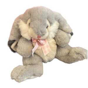 VINTAGE Easter BUNNY RABBIT PLUSH AURORA 1996 Just Friends Gray Adorable!